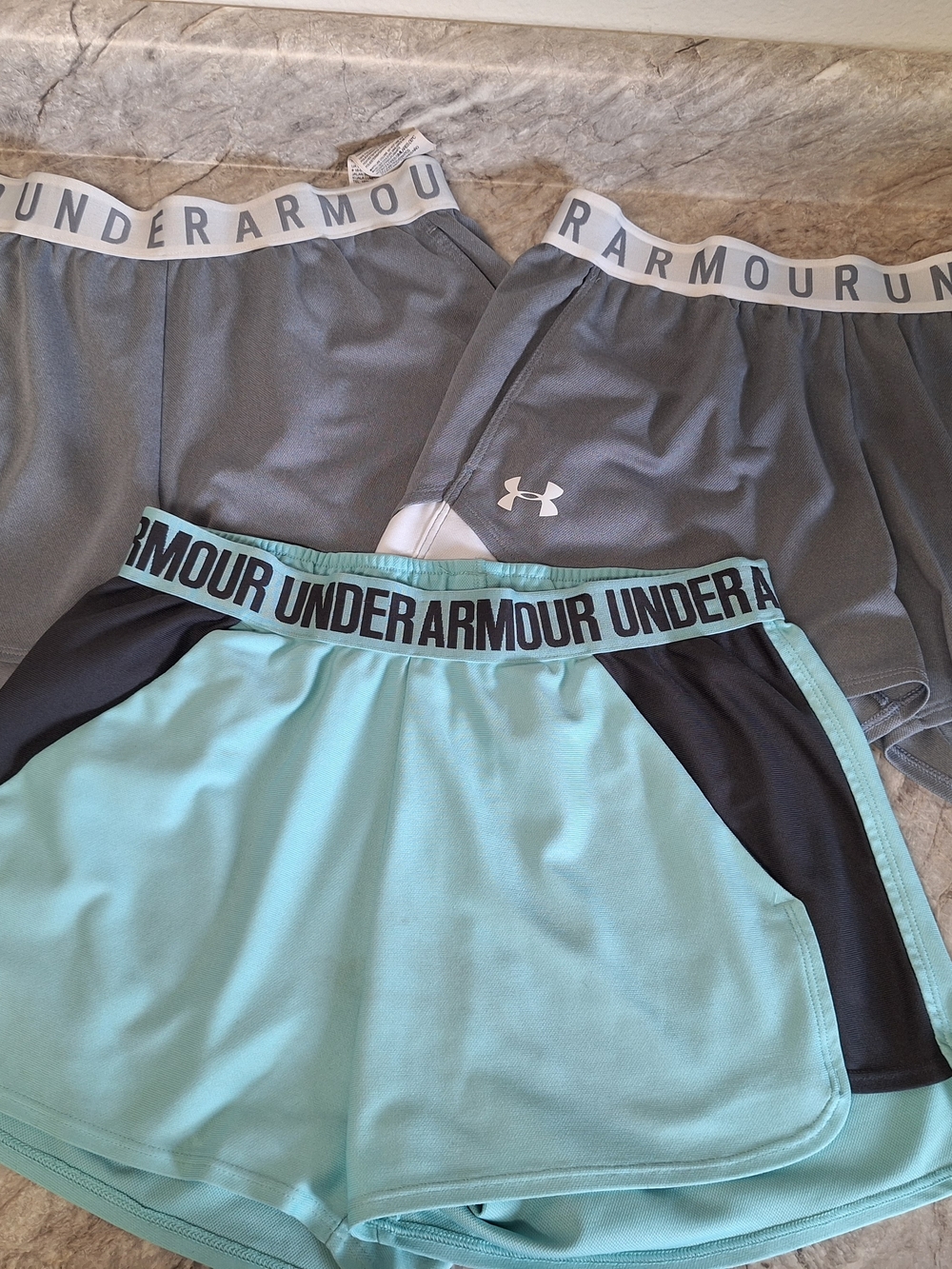 Under Armour Women's Aqua Teal and Gray Athletic Shorts 3-Pack